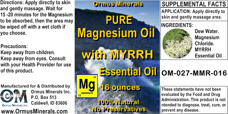 Ormus Minerals - Pure Magnesium Oil with MYRRH EO