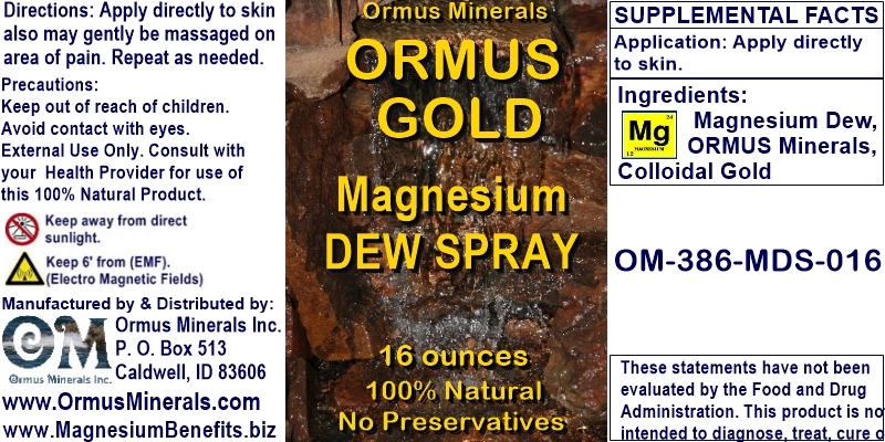 Ormus Minerals - ORMUS GOLD Magnesium Dew Spray