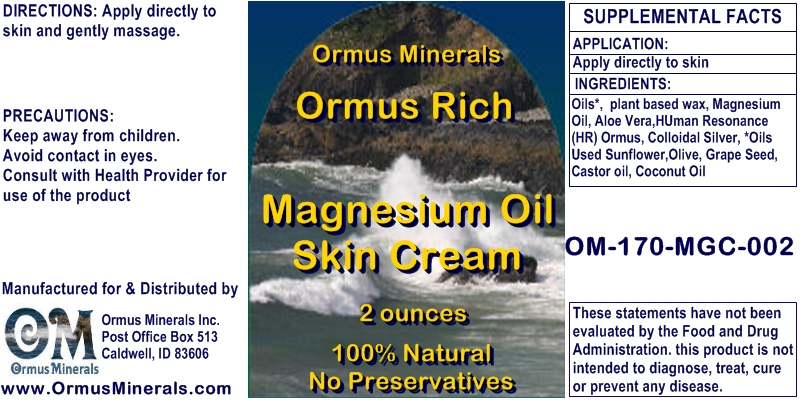 Ormus Minerals Ormus Rich Magnesium Oil Skin Cream